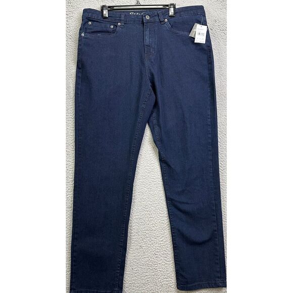 Eddie Bauer Jeans Mens 36X32 Voyager Flex Retro Blue Slim Fit Straight Denim NEW
